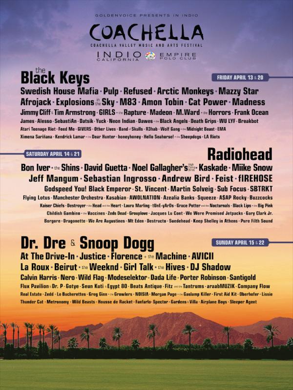 Coachella lineup revealed, many reunited acts