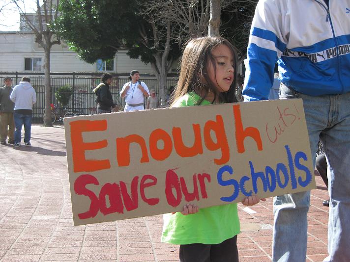 Young people protest school cuts